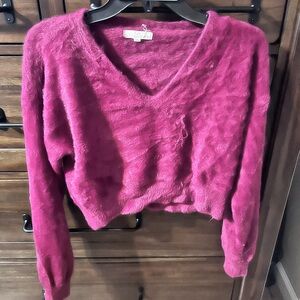 Women's Fuzzy Pink Sweater